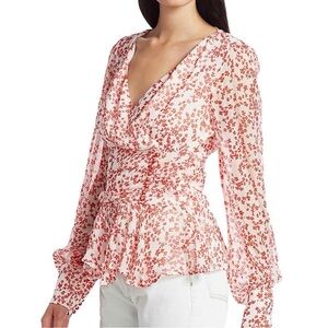 Anthropologie BAUM UND PFERDGARTEN Dance Floral Peplum Blouse Size 4